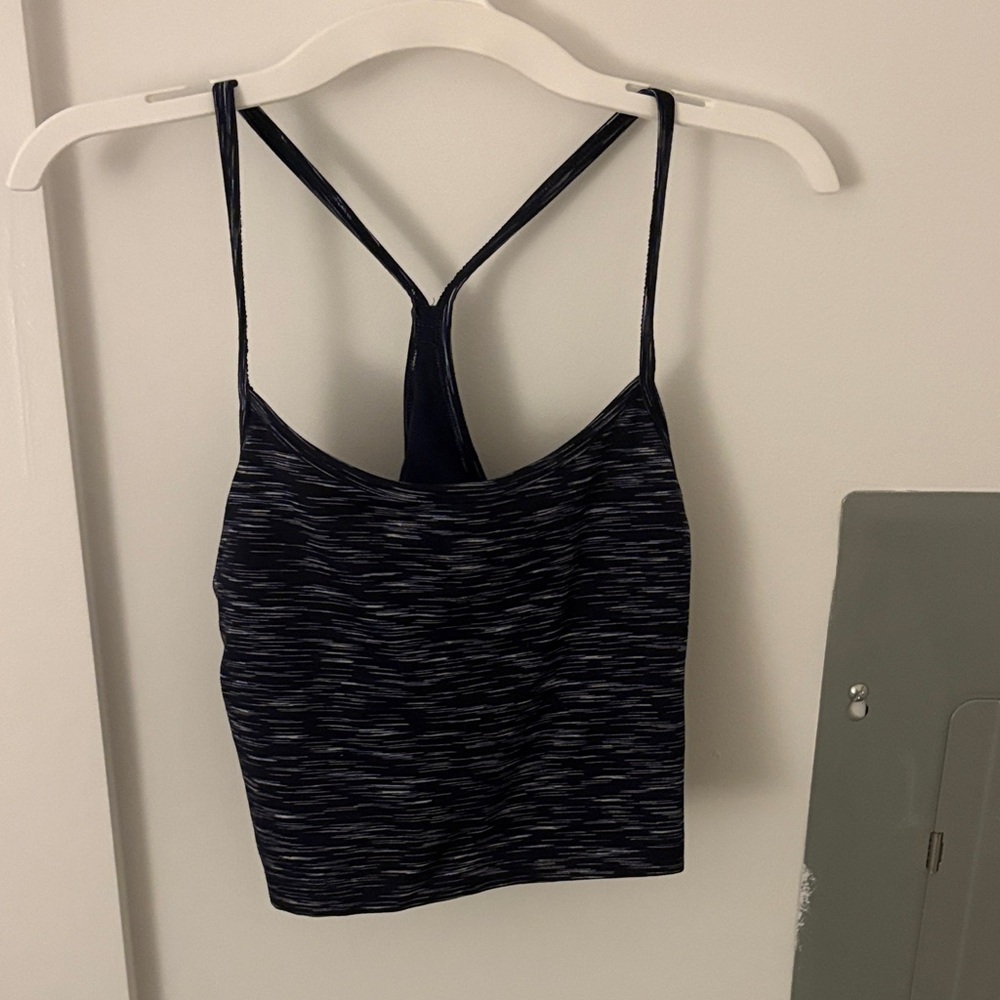 Navy Striped Athletic Tank Top